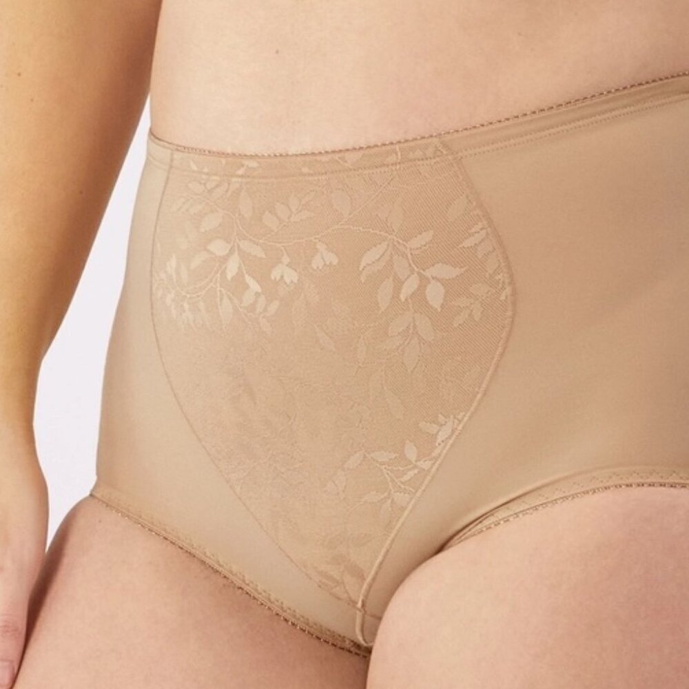 Bali Nude Jacquard Shaping Brief Targeted Tummy Control Cotton Gusset (Size 2XL)